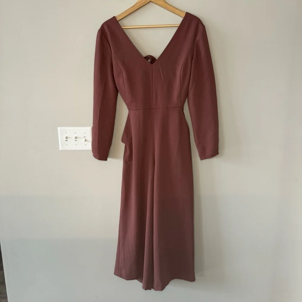 Wilfred ÉCOULEMENT Tie-Back Open Back Jumpsuit with Sleeves - Rust